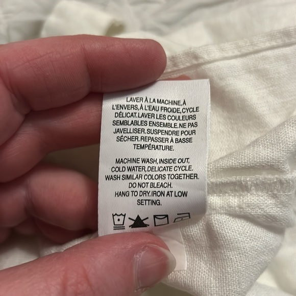 White Linen Peplum Top, Sz S - Picture 8 of 8